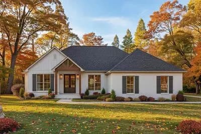 New American 4 Bed House Plan with Split Suites and Butler Pantry
