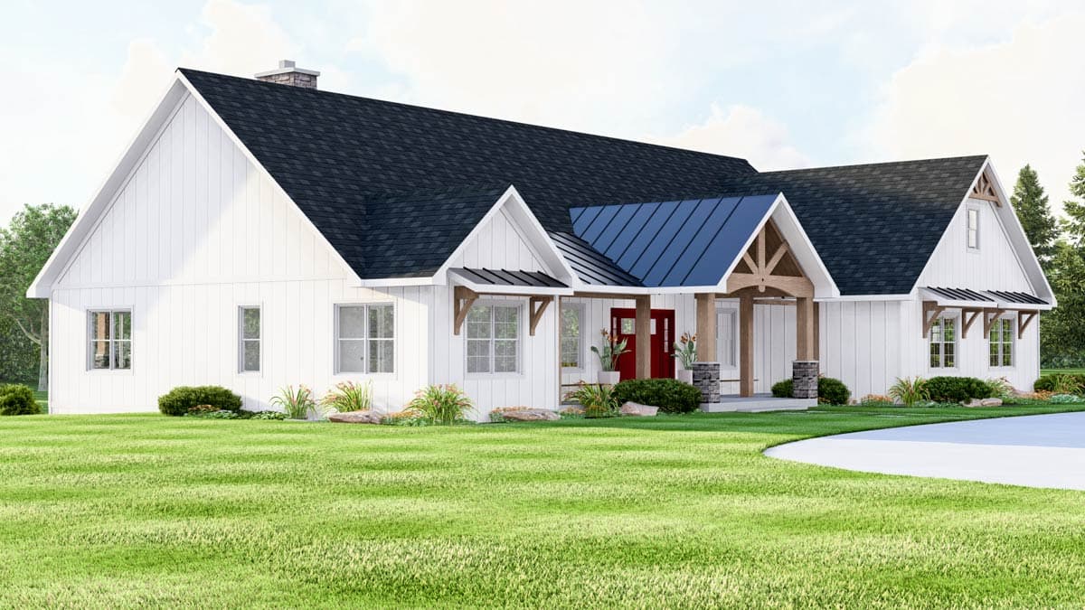 Plan 135394GRA: New American House Plan with Split Bedrooms and 3-Car Garage - Image #6 - Modern Farmhouse, New American, Ranch