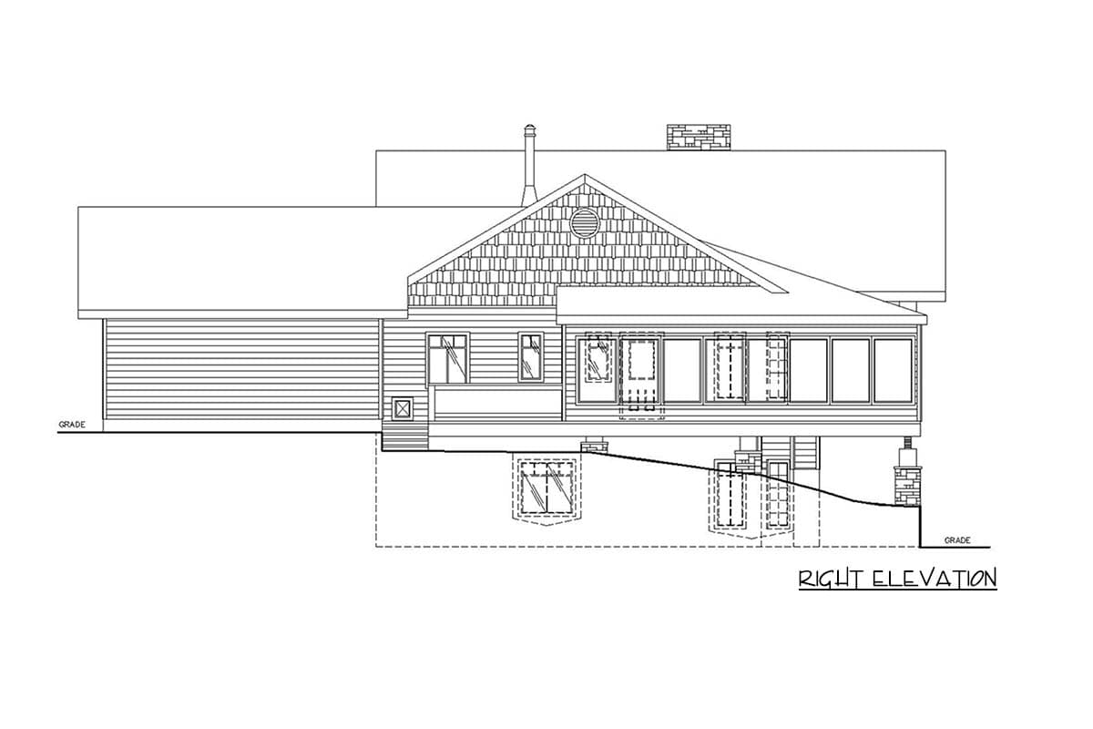 Plan 350179GH: Mountain House Plan: 3 Beds, Walkout Basement and Two-Story Great Room - Image #5 - Country, Mountain