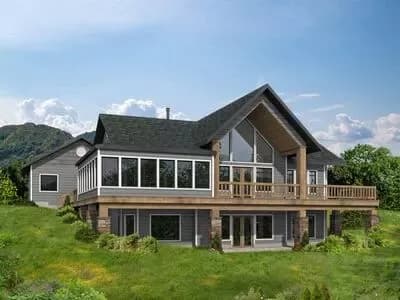 Mountain House Plan: 3 Beds, Walkout Basement and Two-Story Great Room