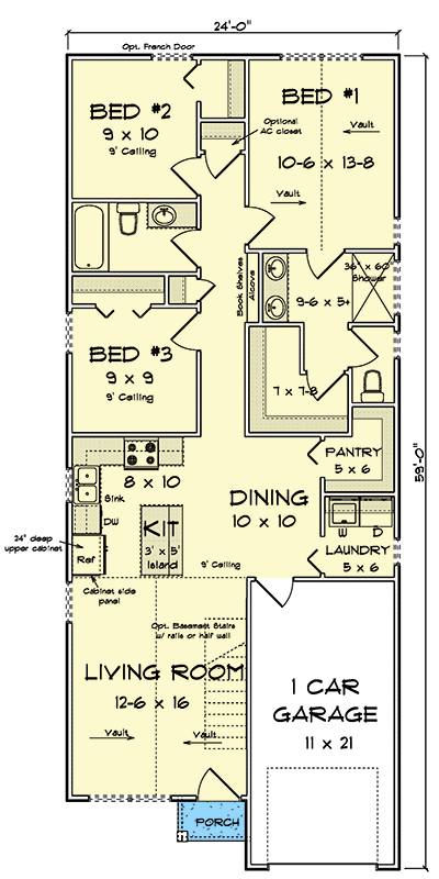 Plan 52477WM: Cottage House Plan: 3 Beds, Open Living, Butlers Pantry - Floor Plan - Main Level - Cottage, Country, Shingle