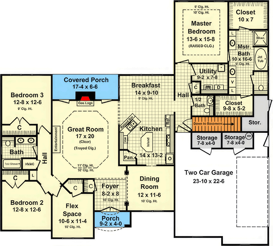 Plan 51324MM: New American Ranch House Plan with Split Bedrooms and Flex Space - Floor Plan - Main Level - Country, New American, Ranch, Traditional