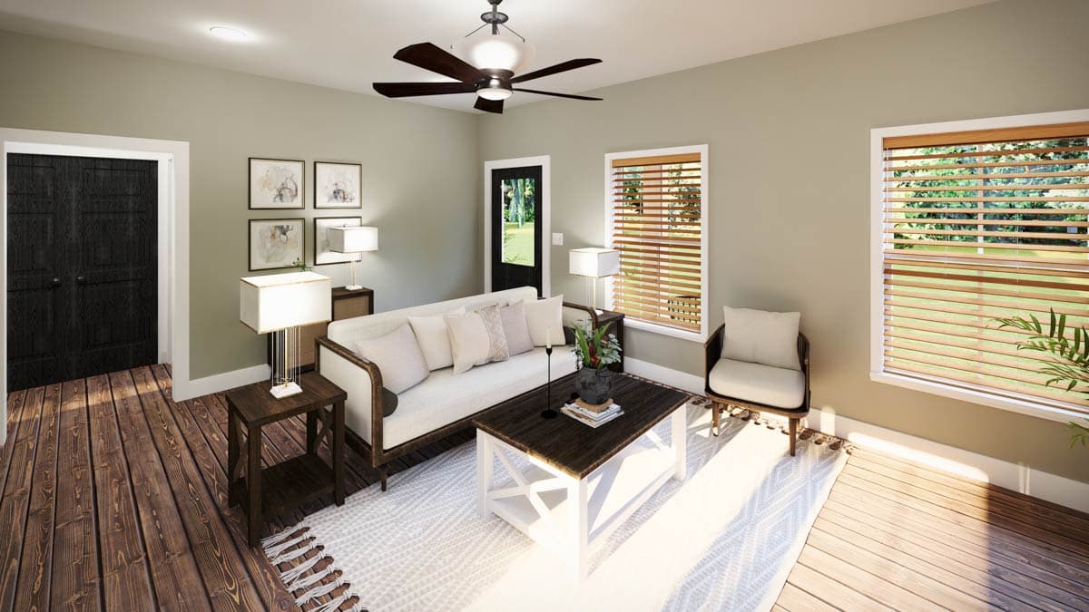 Plan 25073DH: Inviting 2-Bed Cottage House Plan with Open Living and Butler Pantry - Image #6 - Cottage, Country