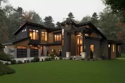 Northwest Contemporary House Plan with Master on Main and Two-Story Great Room
