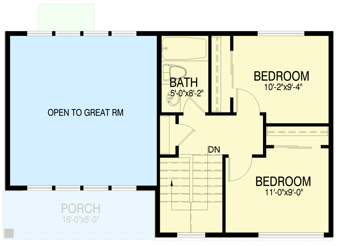 Plan 28131J: Contemporary 3-Bed House Plan with Two-Story Great Room - Floor Plan - 2nd Floor - Contemporary