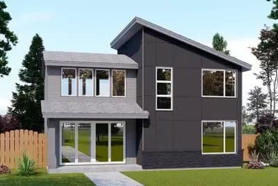 Contemporary 3-Bed House Plan with Two-Story Great Room