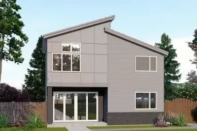 Sleek Contemporary 2-Bedroom House Plan with Upstairs Master and Laundry