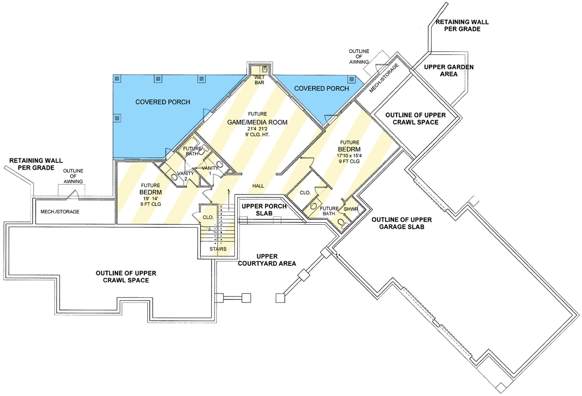 Plan 54044LK: Grand Coastal Contemporary House Plan with Pool and Main-Level Master Suite - Floor Plan - Lower Level - Basement Foundation Option - Coastal, Coastal Contemporary, Contemporary, Transitional