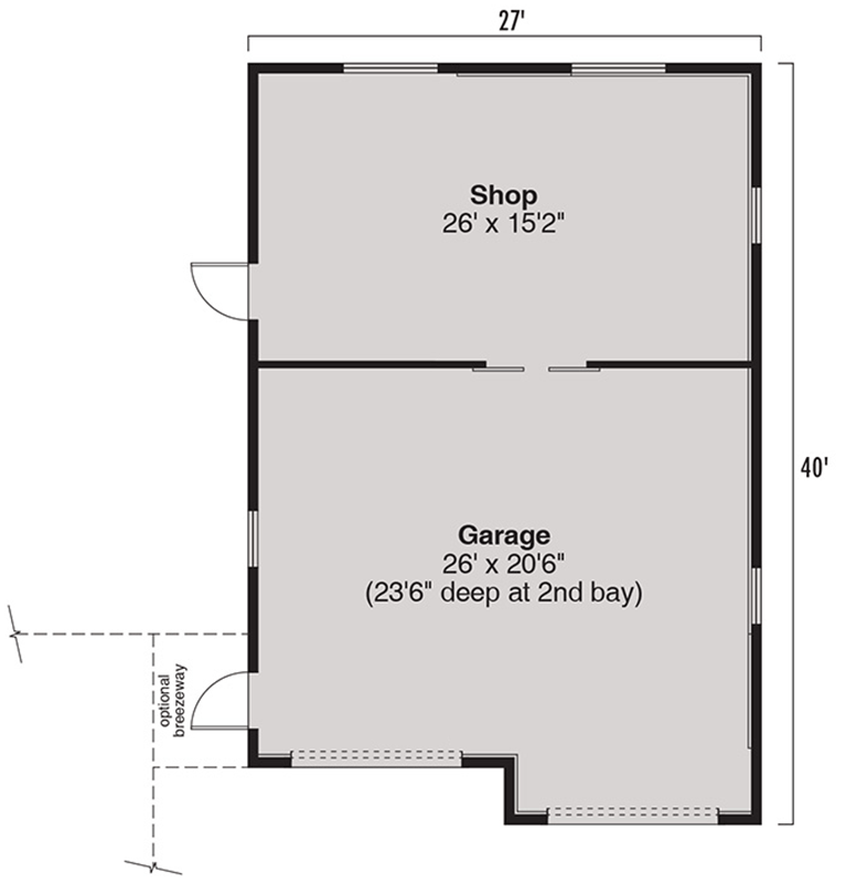 Plan 720158DA: Traditional Detached 2-Car Garage Plan with Workshop - Floor Plan - Main Level - Traditional
