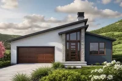 Striking Contemporary 2-Bedroom House Plan with Split Layout and Flex Room