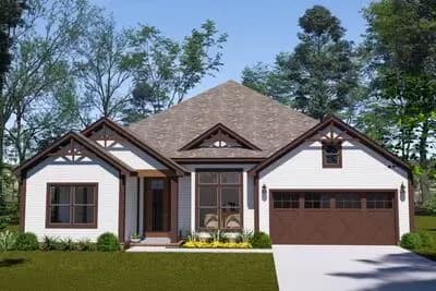 Four-Bed Farmhouse Plan with Split Layout and 3-Car Garage