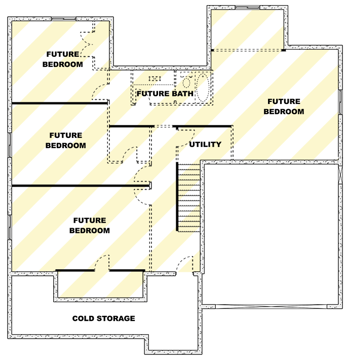 Plan 506057BRY: 5-Bedroom Transitional House Plan with Main-Level Primary Suite - Floor Plan - Unfinished Basement - Transitional