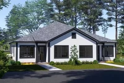 Inviting 8-Bedroom Modern Cottage Duplex House Plan with Open Living