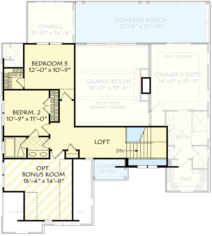 Plan 710444BTZ: New American House Plan with First-Floor Master Suite and Expansive Rear Porch - Floor Plan - 2nd Floor - Acadian, Country, New American, Southern