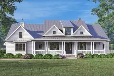 Grand Southern Transitional House Plan with Master Suite and Expansive Porches