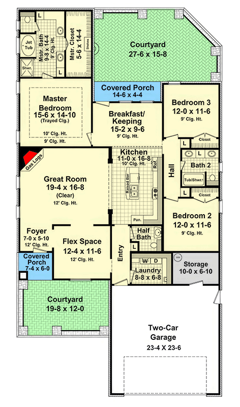 Plan 51329MM: Charming French Country House Plan with 3 Beds, First-Floor Master, and Home Office - Floor Plan - Main Level - Cottage, European, French Country