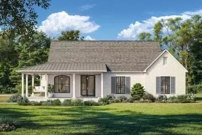 Modern French Country House Plan with Versatile California-Style Garage