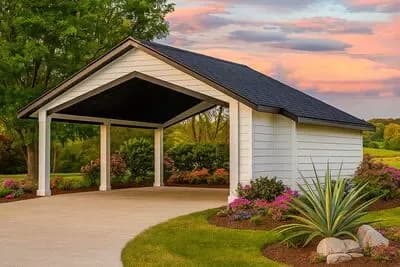 Modern Farmhouse Style 2-Car Vaulted Carport Plan with Storage