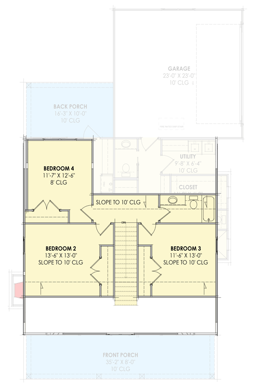 Plan 818186JSS: Four-Bedroom Modern Farmhouse House Plan with Main Level Primary Suite - Floor Plan - 2nd Floor - Craftsman, Farmhouse, Modern Farmhouse, New American