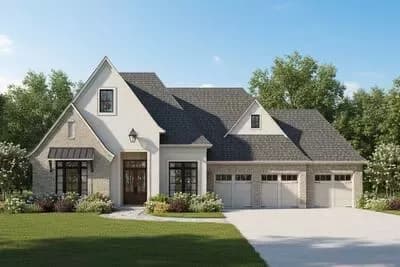 French Country House Plan with Flex Room, Outdoor Kitchen, and 3-Car Garage