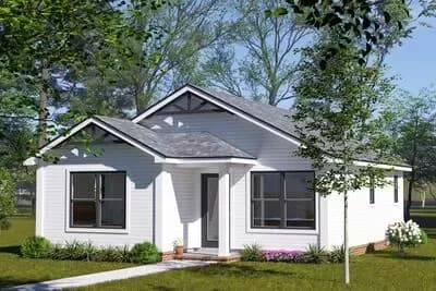 Two-Bedroom Craftsman Cottage House Plan with Vaulted Ceilings