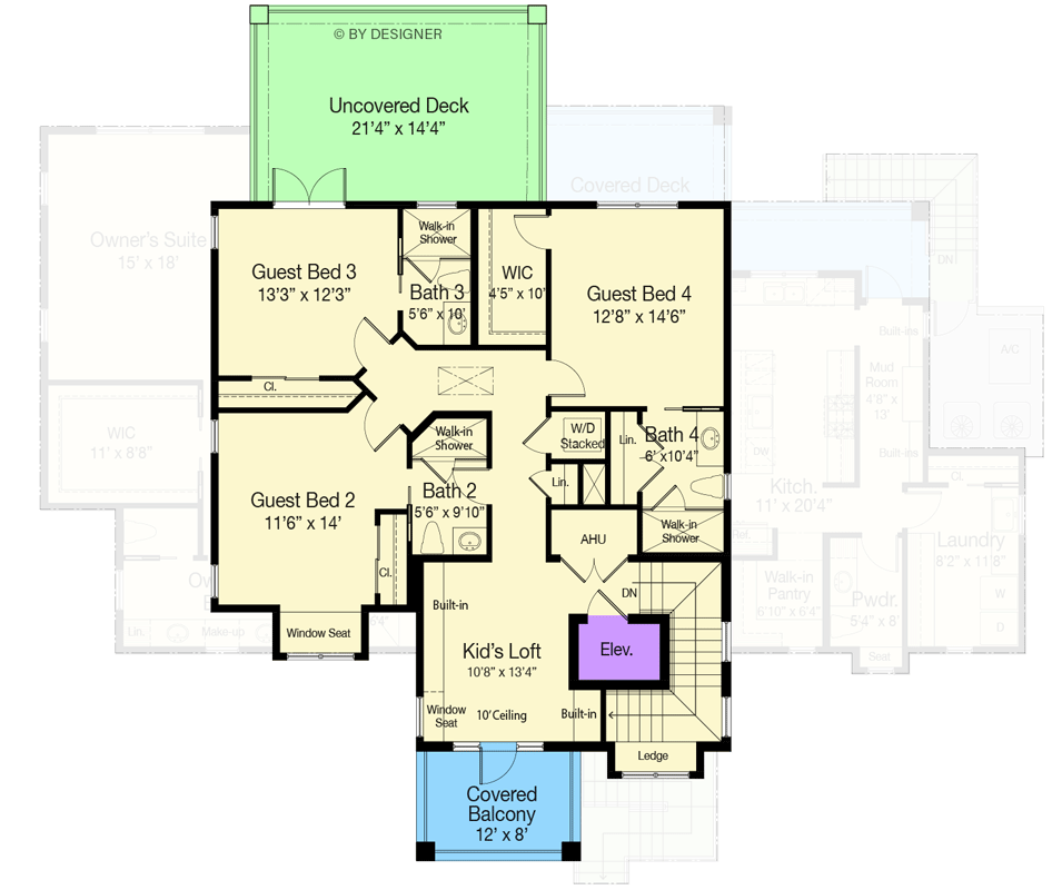 Plan 33279ZR: 4-Bed Coastal Contemporary House Plan with Elevator and Expansive Outdoor Living - Floor Plan - 3rd Floor - Coastal, Coastal Contemporary, Florida-Style, New American