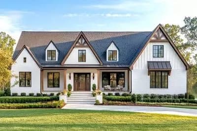 Modern Farmhouse House Plan with 3-4 Beds with a Home Office Flex Room