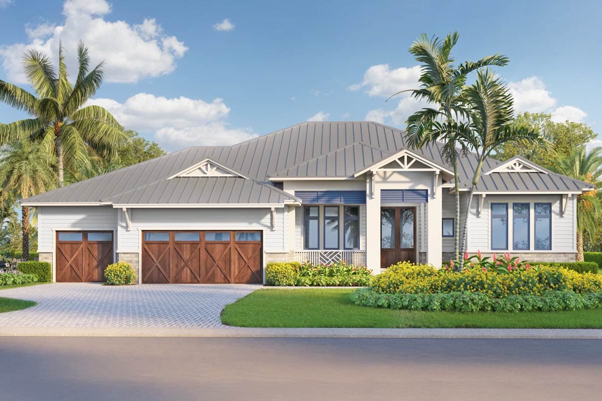 Plan 33280ZR: Coastal Contemporary House Plan with 3-Car Garage and Outdoor Kitchen - Image #32 - Coastal, Coastal Contemporary, Florida-Style, Modern