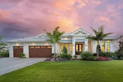 Coastal Contemporary House Plan with 3-Car Garage and Outdoor Kitchen