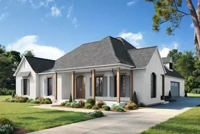 Elegant French Country House Plan with Split Bedrooms and Finished Bonus Room