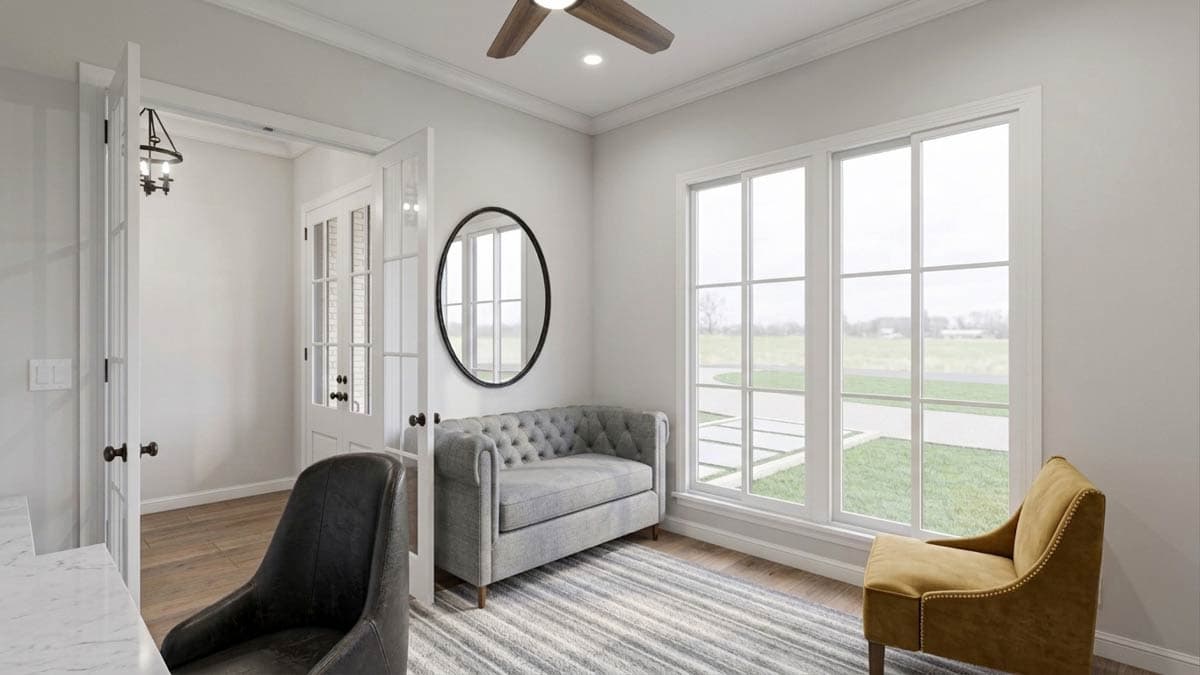 Plan 774003MWK: Spacious 3-Bed Ranch House Plan with Split Bedrooms and Bonus - Image #3 - Contemporary, New American, Ranch, Southern, Transitional