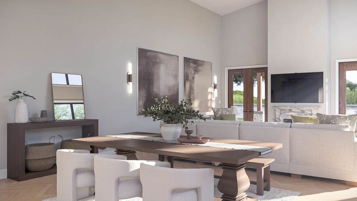 Plan 623566DJ: Contemporary Barndominium House Plan with 3-Car Garage and Two-Story Great Room - Image #8 - Barndominium, Contemporary