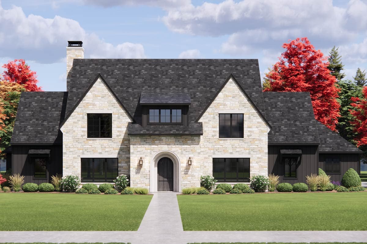 Plan 818187JSS: Grand European 5-Bedroom House Plan with 4-Car Garage and Rear Porch - Image #5 - European