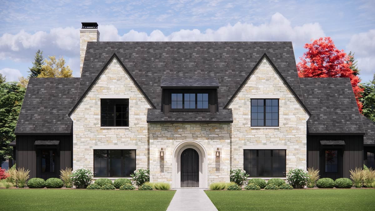 Plan 818187JSS: Grand European 5-Bedroom House Plan with 4-Car Garage and Rear Porch - Image #6 - European