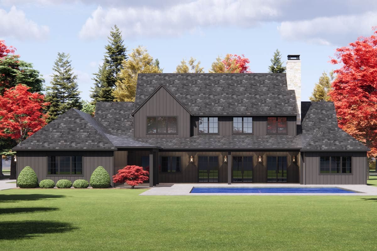 Plan 818187JSS: Grand European 5-Bedroom House Plan with 4-Car Garage and Rear Porch - Image #7 - European