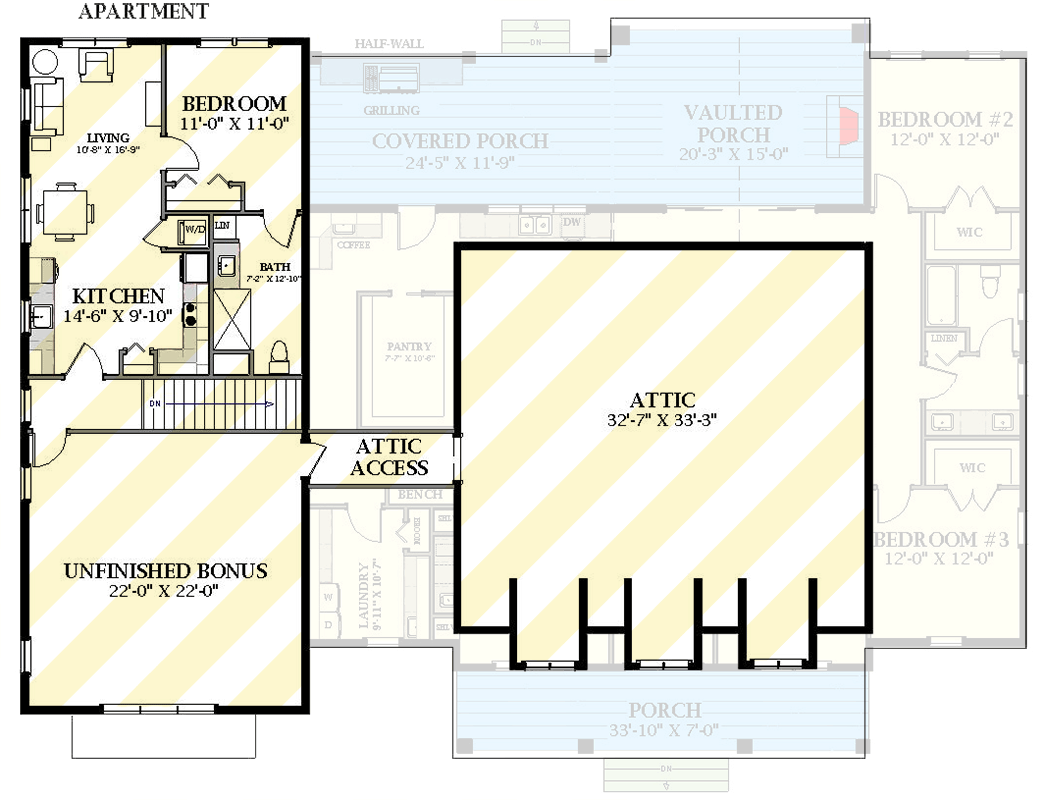 Plan 46532LA: Elegant Modern Farmhouse House Plan with Private Apartment and Outdoor Kitchen - Floor Plan - 2nd Floor - Farmhouse, Modern Farmhouse, New American
