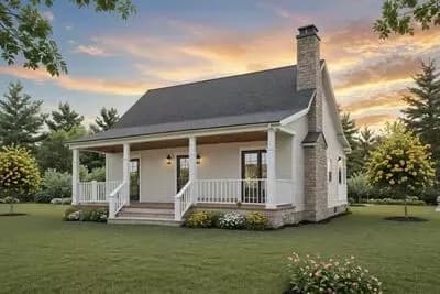 Charming 2-Bedroom Cottage House Plan with Inviting Front Porch