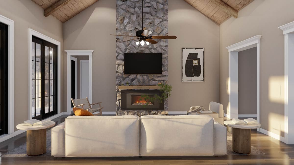 Plan 70931MK: Modern Farmhouse House Plan: Split Beds, Bonus Room, Outdoor Fireplace - Image #8 - Farmhouse, Modern Farmhouse