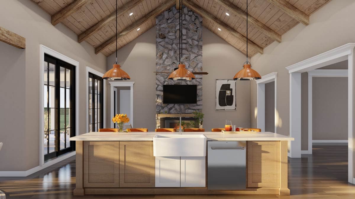 Plan 70931MK: Modern Farmhouse House Plan: Split Beds, Bonus Room, Outdoor Fireplace - Image #9 - Farmhouse, Modern Farmhouse