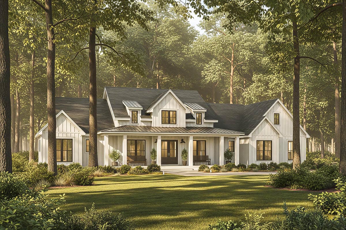 Plan 52021HZ: Expansive Modern Farmhouse House Plan with Home Office and Outdoor Kitchen - Image #7 - Modern Farmhouse, New American, Transitional