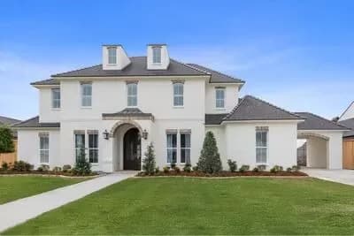 Grand French Country Modern House Plan with Porte Cochere and Luxury Master Suite