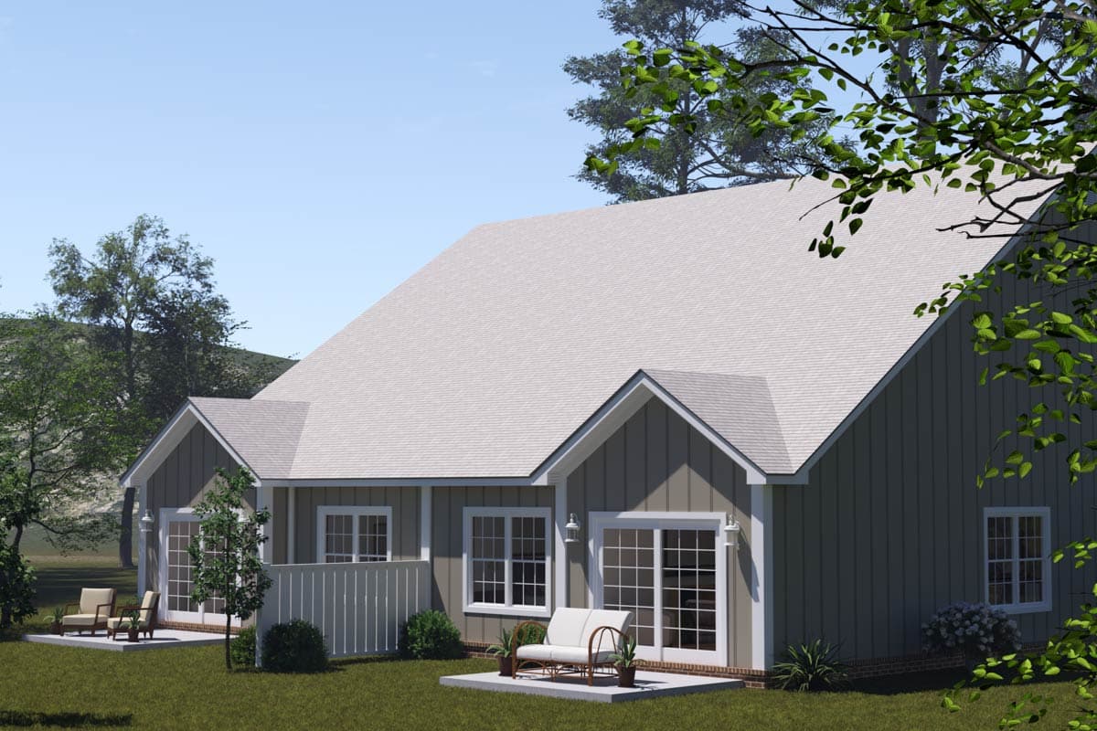 Plan 52493WM: Versatile Traditional Duplex House Plan: 4 Beds