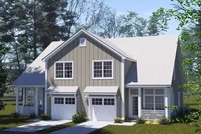 Versatile Traditional Duplex House Plan: 4 Beds, Twin Garages