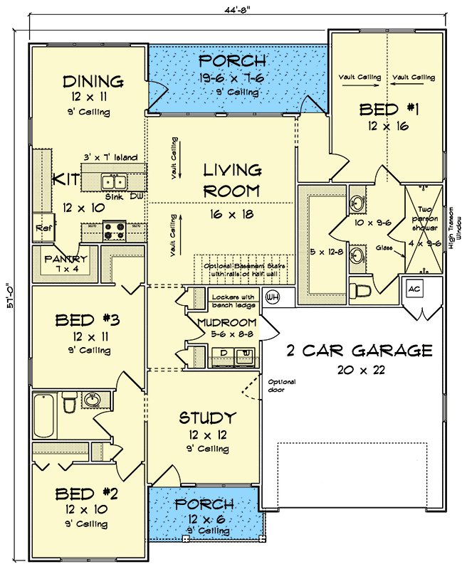 Plan 52495WM: Traditional Ranch House Plan with Split Bedrooms and Butler Pantry - Floor Plan - Main Level - Ranch, Traditional