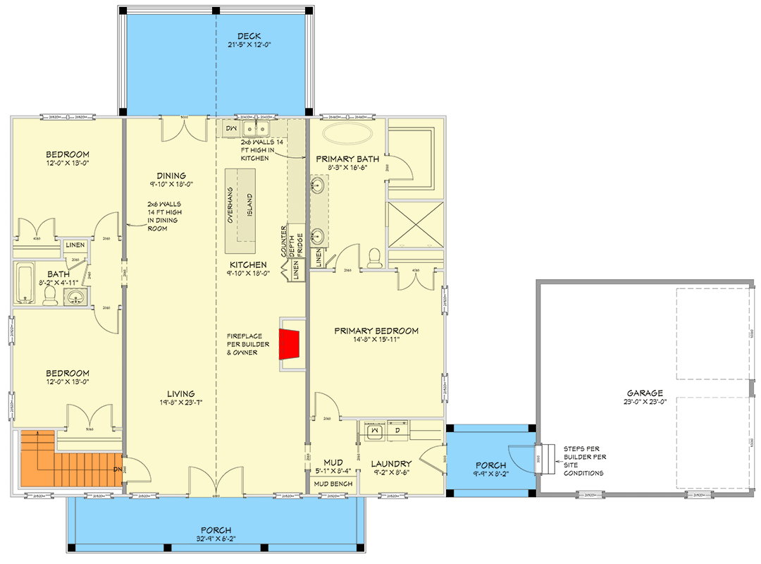 Plan 800004GDP: Modern Farmhouse 4-Bed House Plan with Two-Story Great Room and Main Level Master - Floor Plan - Main Level - Farmhouse, Modern Farmhouse