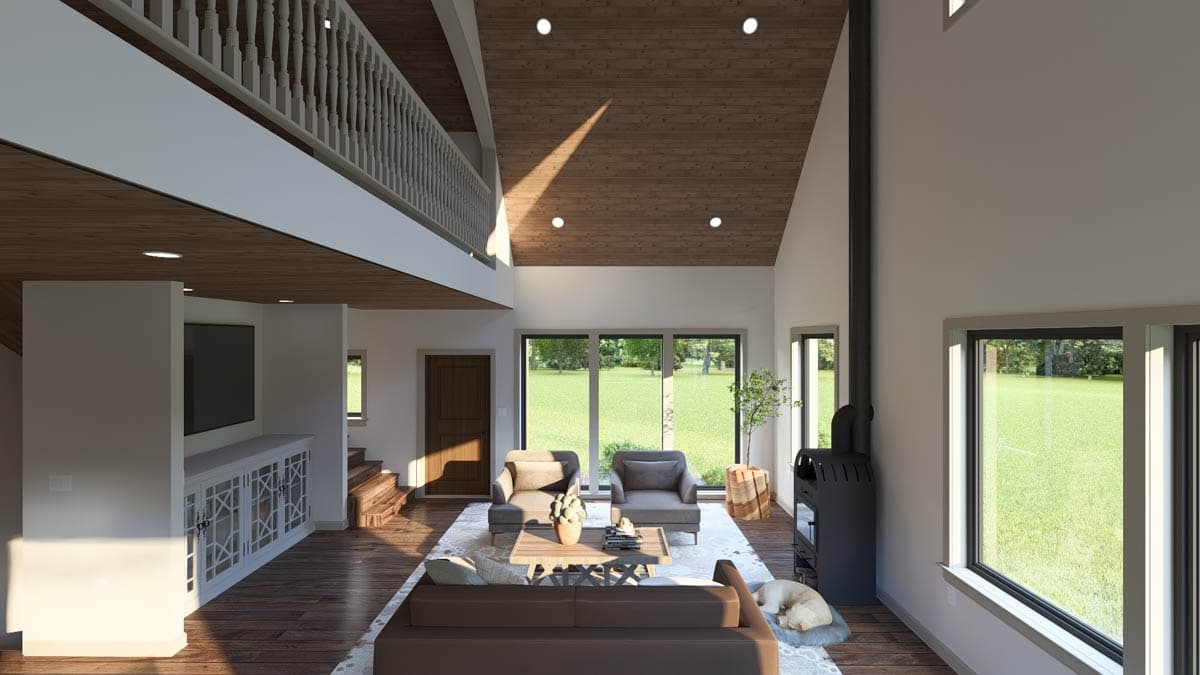 Plan 61676UT: Sleek Modern Scandinavian House Plan with Master Suite and Walkout Garage - Image #8 - Contemporary, Modern, Scandinavian
