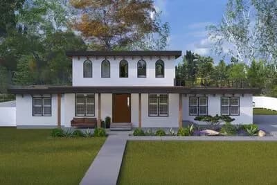 Inviting Mediterranean House Plan: 3 Beds, Rooftop Deck, Home Office