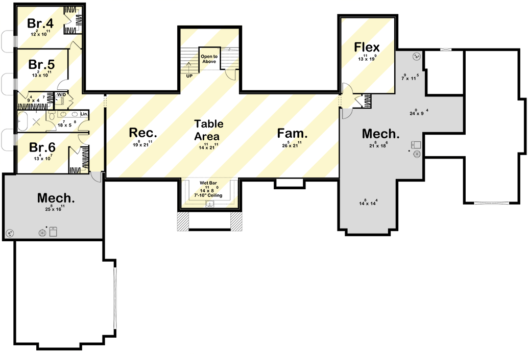 Plan 623568DJ: Grand Contemporary European House Plan with Main-Level Master and Den - Floor Plan - Optional Lower Level Layout ($ Paid Option) - Contemporary, European, Transitional