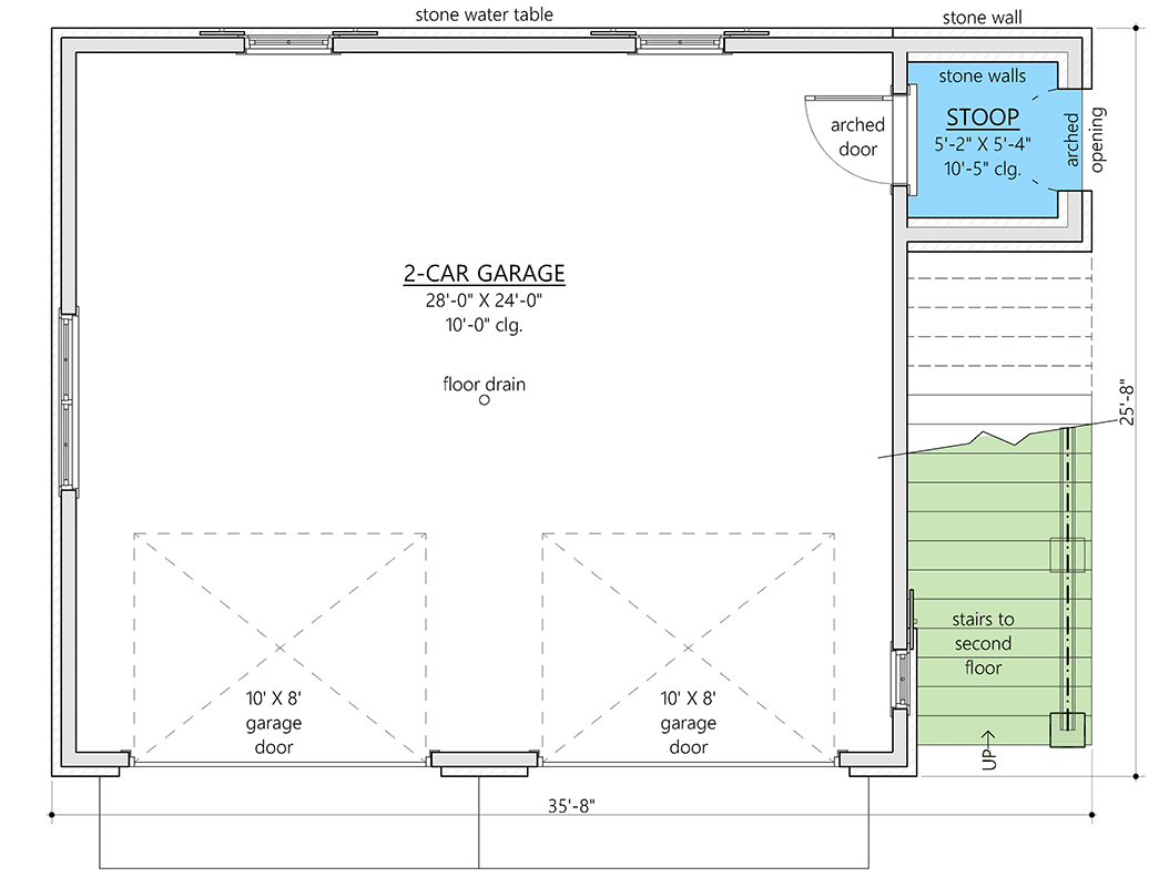 Plan 865029SHW: Coastal Carriage House Plan: 1 Bed Apartment, 2-Car Garage - Floor Plan - Main Level - Beach, Carriage, Coastal, Contemporary, Craftsman, Modern Farmhouse