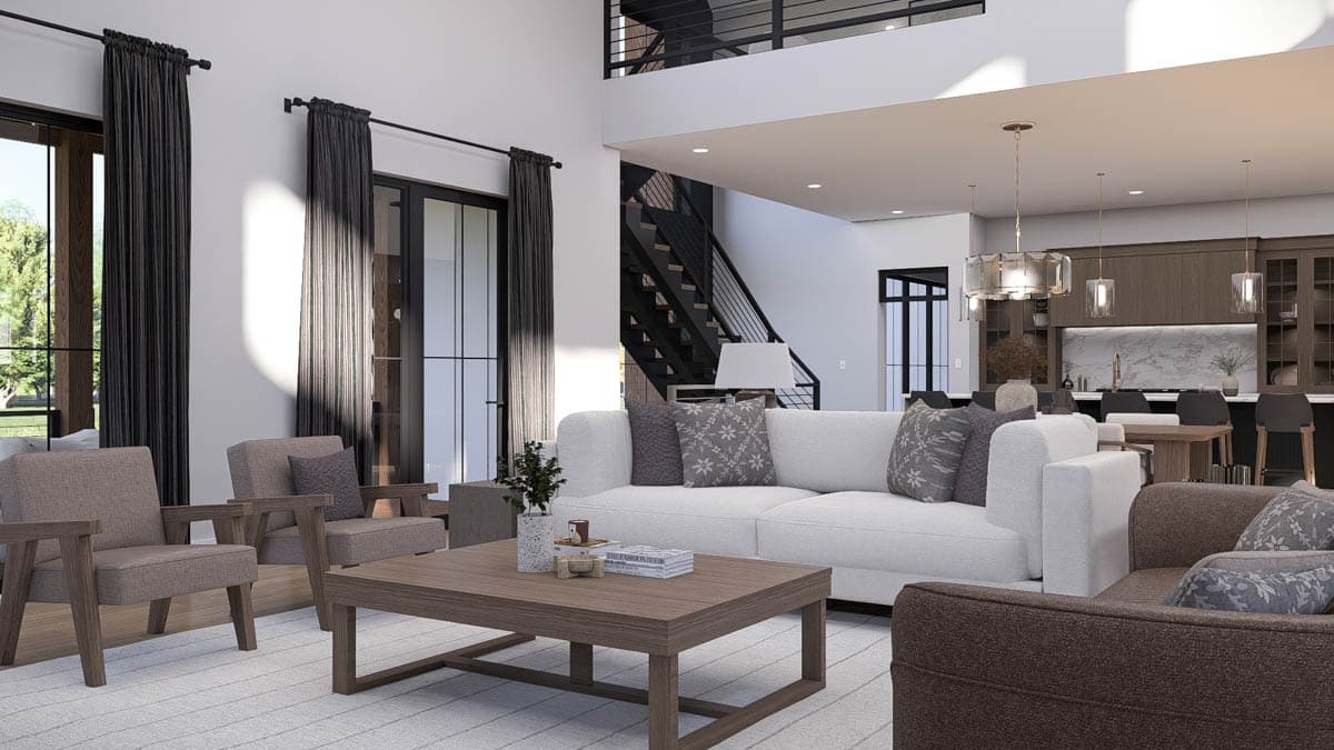 Plan 623569DJ: Contemporary Barndominium House Plan with 5 Beds, Two ...